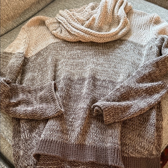 Wooden Ships Sweaters - Wooden Ships Cream and Brown Cowl Neck Sweater
